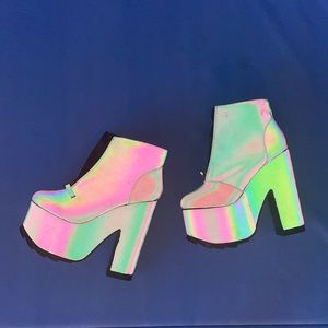 YRU Reflective heel boots platform